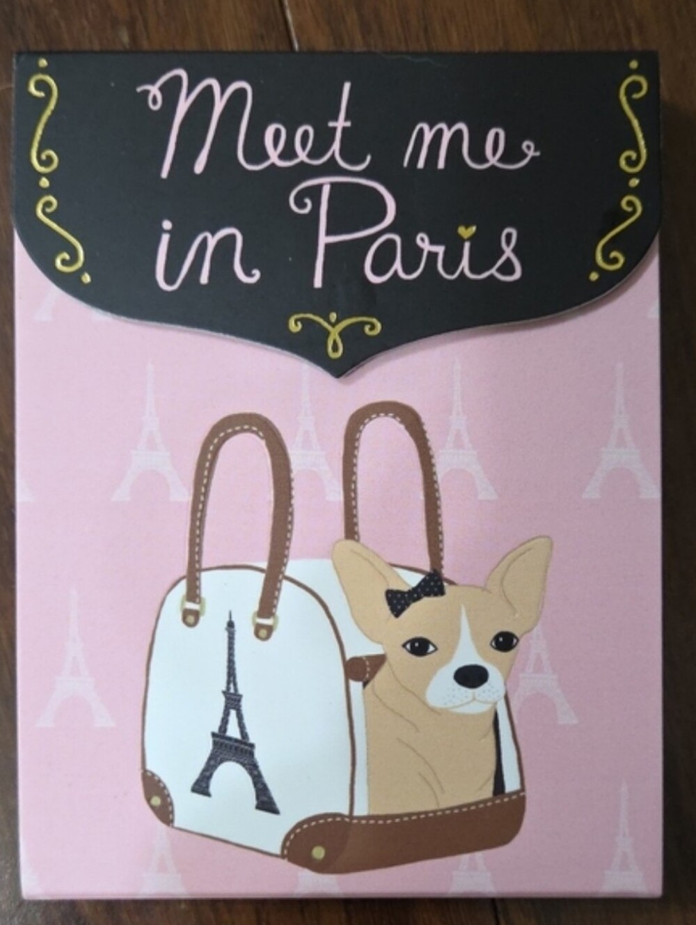 MOLLY & REX POCKET NOTEPAD MEET IN PARIS CHIHUAHUA IN DESIGNER PURSE